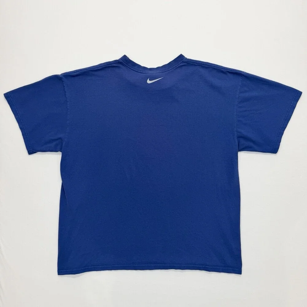 Vintage 90s Nike Graphic Tee Blue Spellout XL Gray Tag Made in Honduras T Shirt
